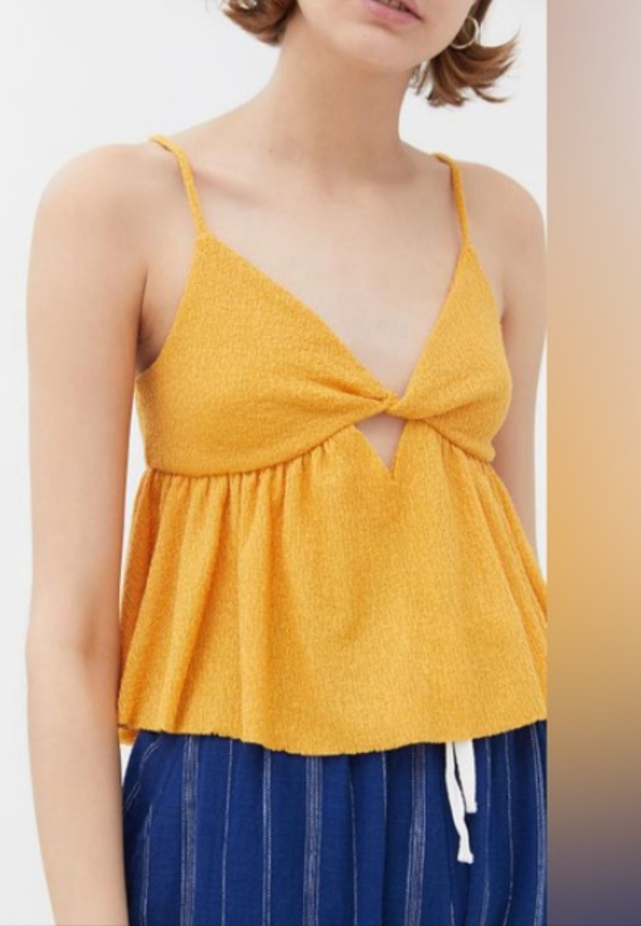 URBAN OUTFITTERS Women's Marigold Cutout Babydoll TANK Large NEW